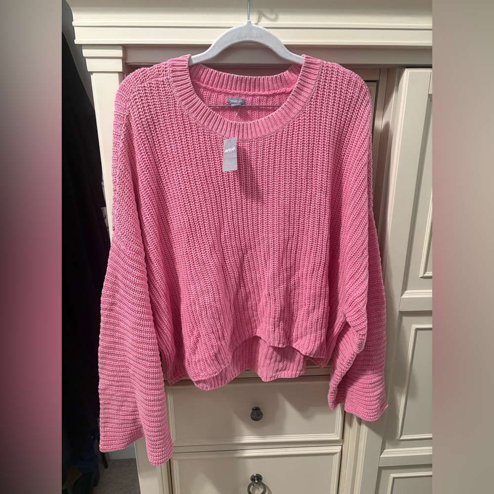 aerie Pink Chunky Crewneck Sweater